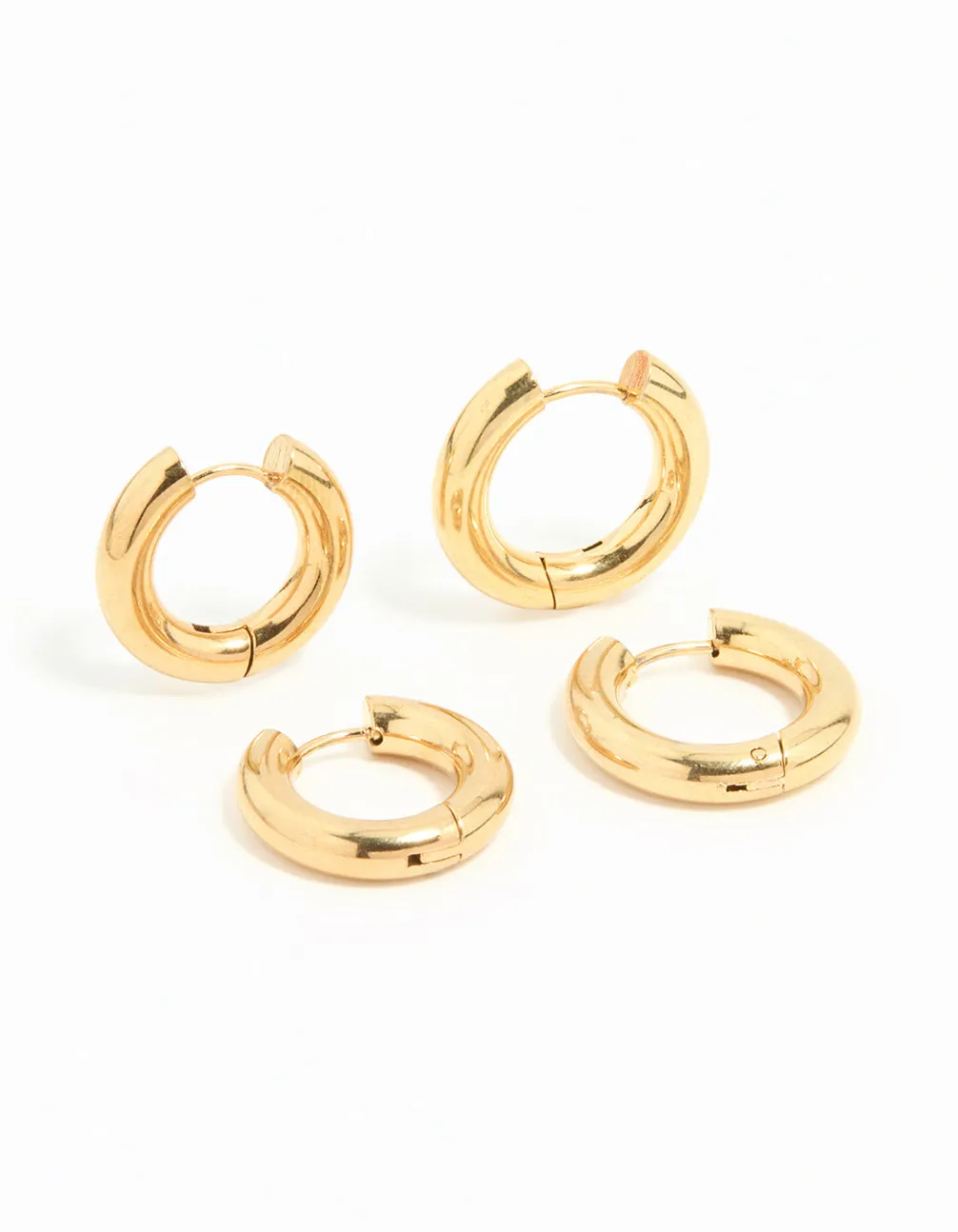 Waterproof Gold Plated Stainless Steel Tube Hoop Earrings 2 Pack sold by lovisa