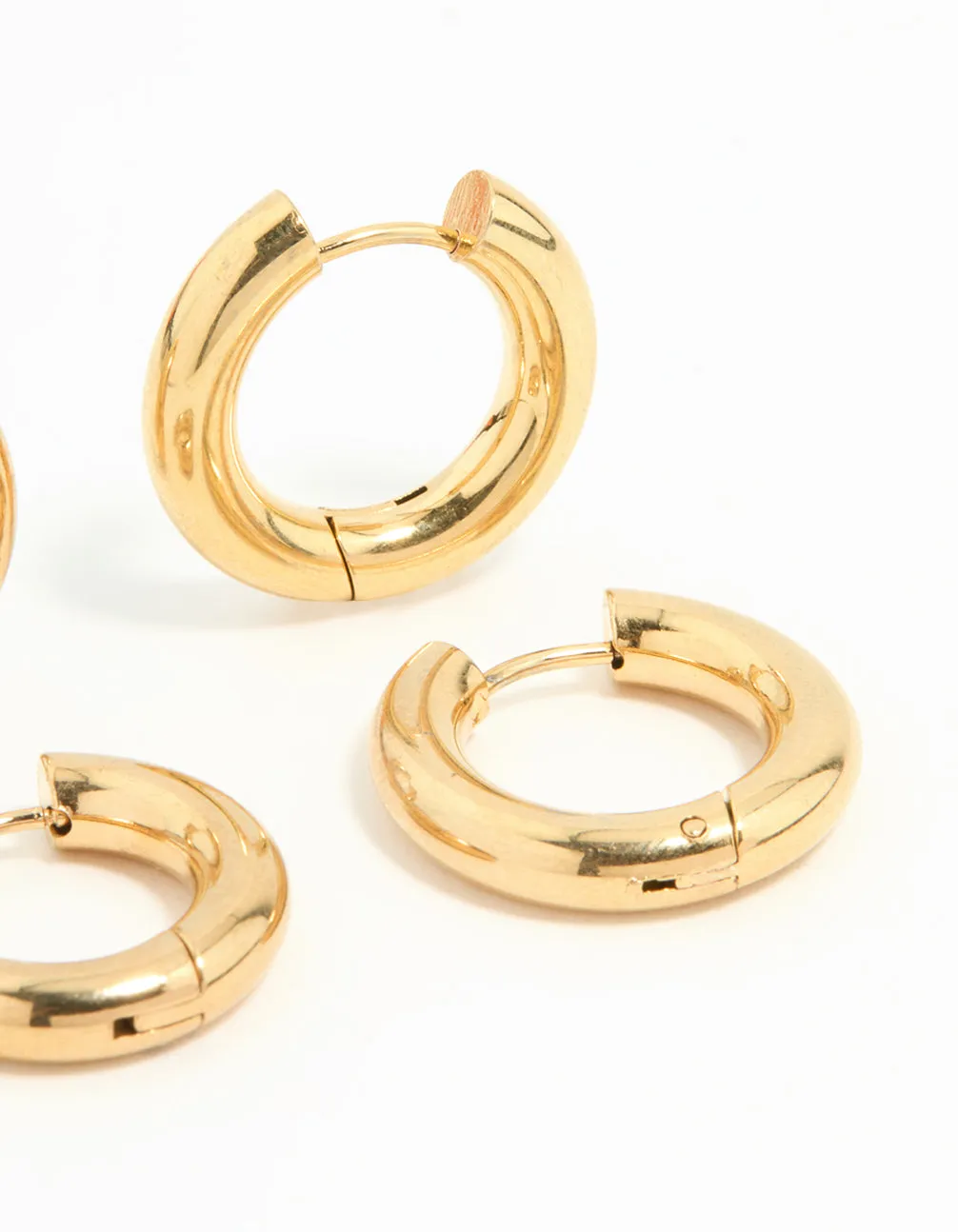 Waterproof Gold Plated Stainless Steel Tube Hoop Earrings 2 Pack sold by lovisa product image thumbnail 3