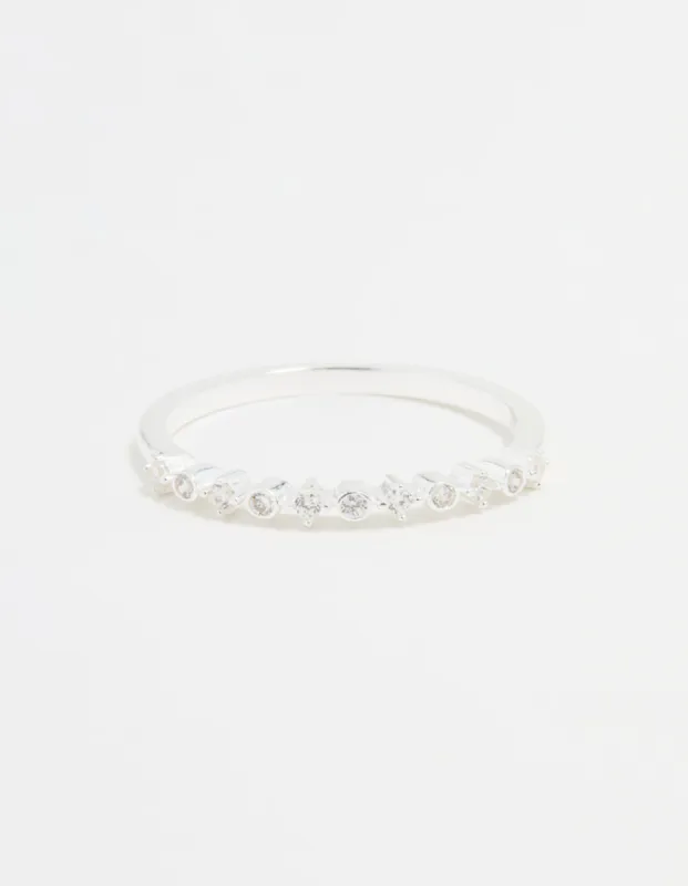 Sterling Silver Cubic Zirconia Circle Pave Ring sold by lovisa