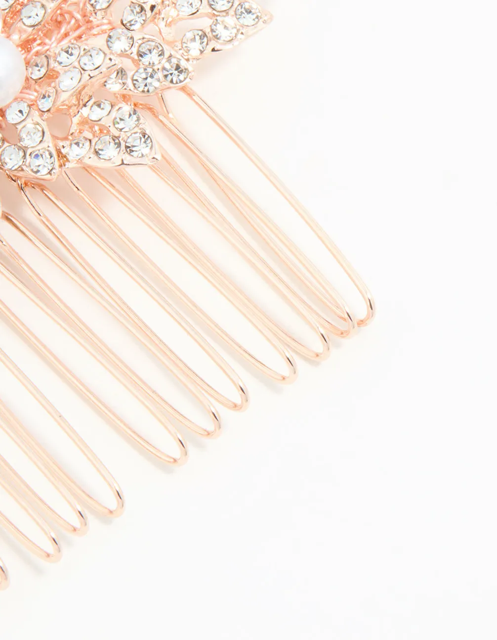 Rose Gold Diamante & Pearl Leaf Hair Comb sold by lovisa product image thumbnail 3