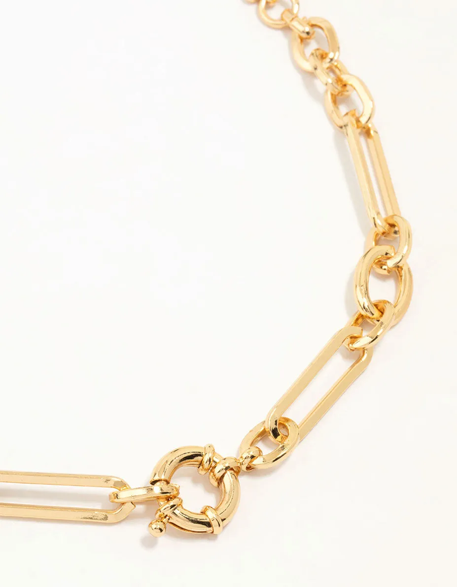 Gold Plated Mixed Link Necklace sold by lovisa