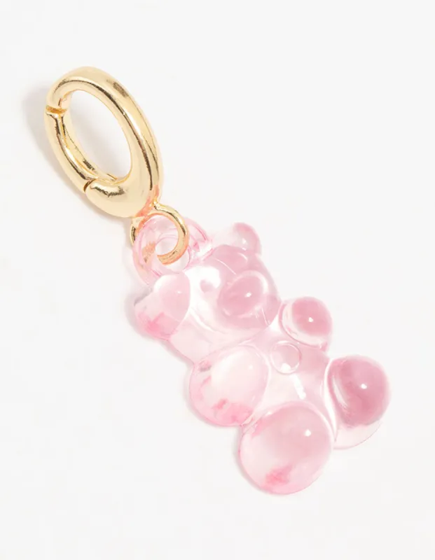Gold Plated Pink Acrylic Gummy Bear Charm sold by lovisa