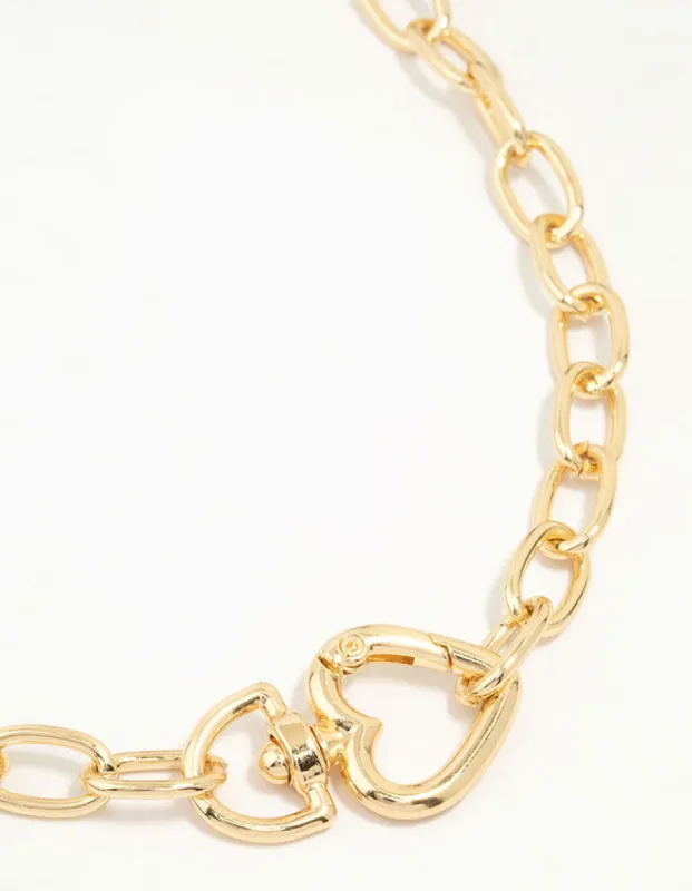 Gold Plated Link Heart Clasp Necklace sold by lovisa