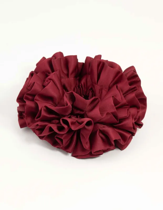 Burgundy Large Ruffle Fabric Scrunchie sold by lovisa