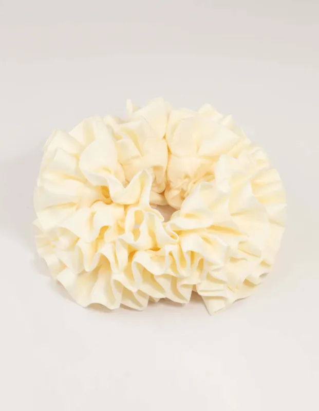 Cream Ruffle Fabric Oversized Scrunchie sold by lovisa