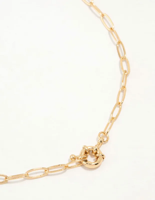 Gold Plated Pin Chain Necklace sold by lovisa