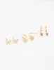Gold Plated Cubic Zirconia Butterfly & Bow Earrings 3-Pack sold by lovisa