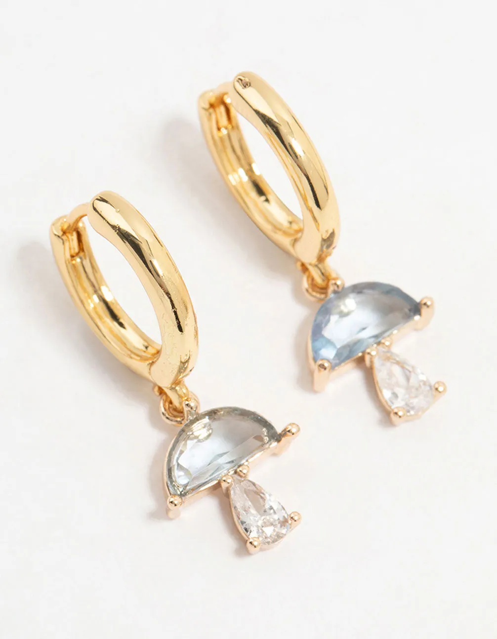 Gold Plated Blue Cubic Zirconia Mushroom Huggie Earrings sold by lovisa