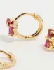 Gold Plated Pink Cubic Zirconia Bow Huggie Earrings 3-Pack sold by lovisa