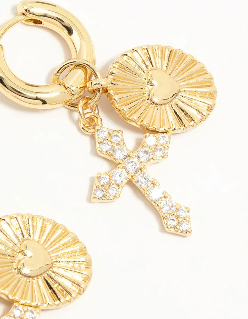 Gold Plated Cubic Zirconia Cross Huggie Earrings sold by lovisa product image thumbnail 5