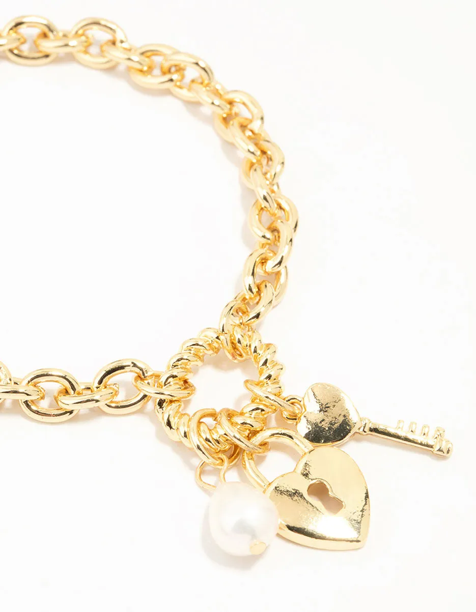 Gold Plated Chain & Lock Charm Bracelets 2-Pack sold by lovisa product image thumbnail 3