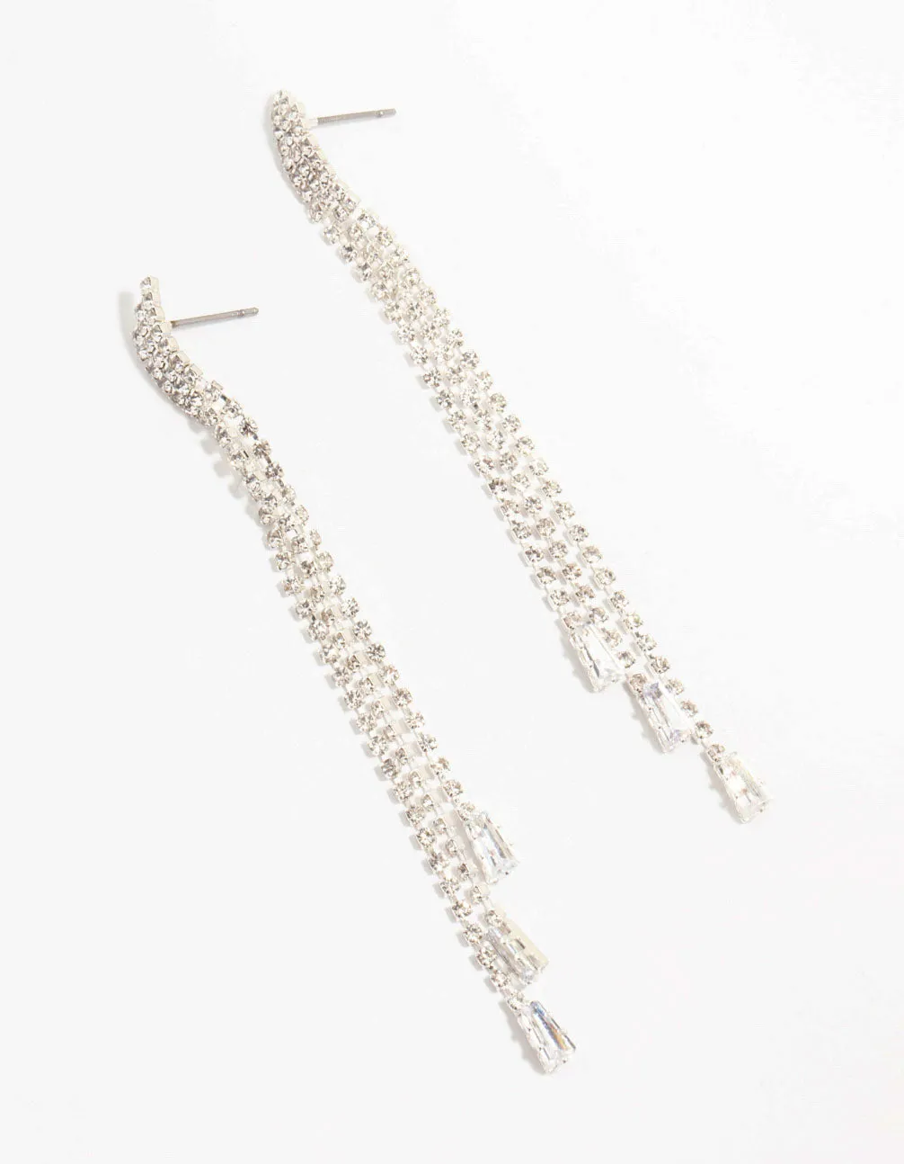 Diamante Cup Chain Drop Silver Earrings sold by lovisa