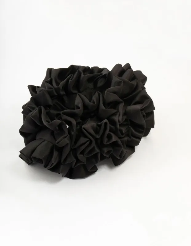 Large Black Ruffle Fabric Scrunchie sold by lovisa