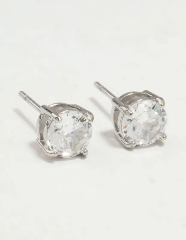 Surgical Steel Round Cubic Zirconia Claw Set Earrings sold by lovisa
