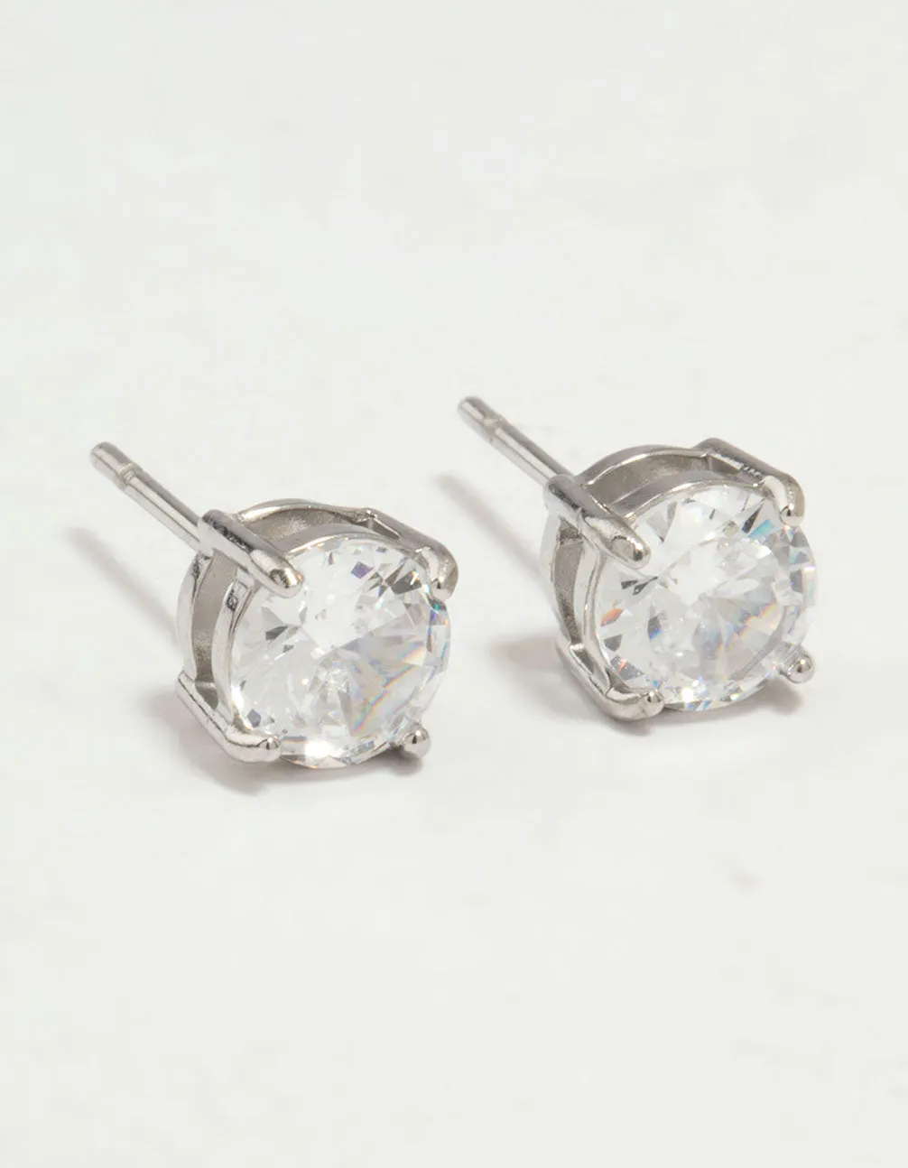 Surgical Steel Round Cubic Zirconia Claw Set Earrings sold by lovisa
