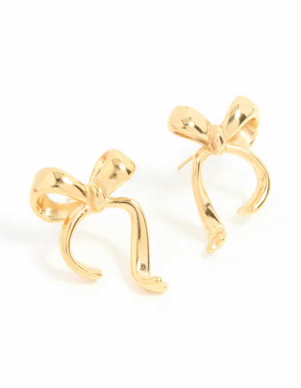 Waterproof Gold Plated Stainless Steel Bow Stud Earrings sold by lovisa