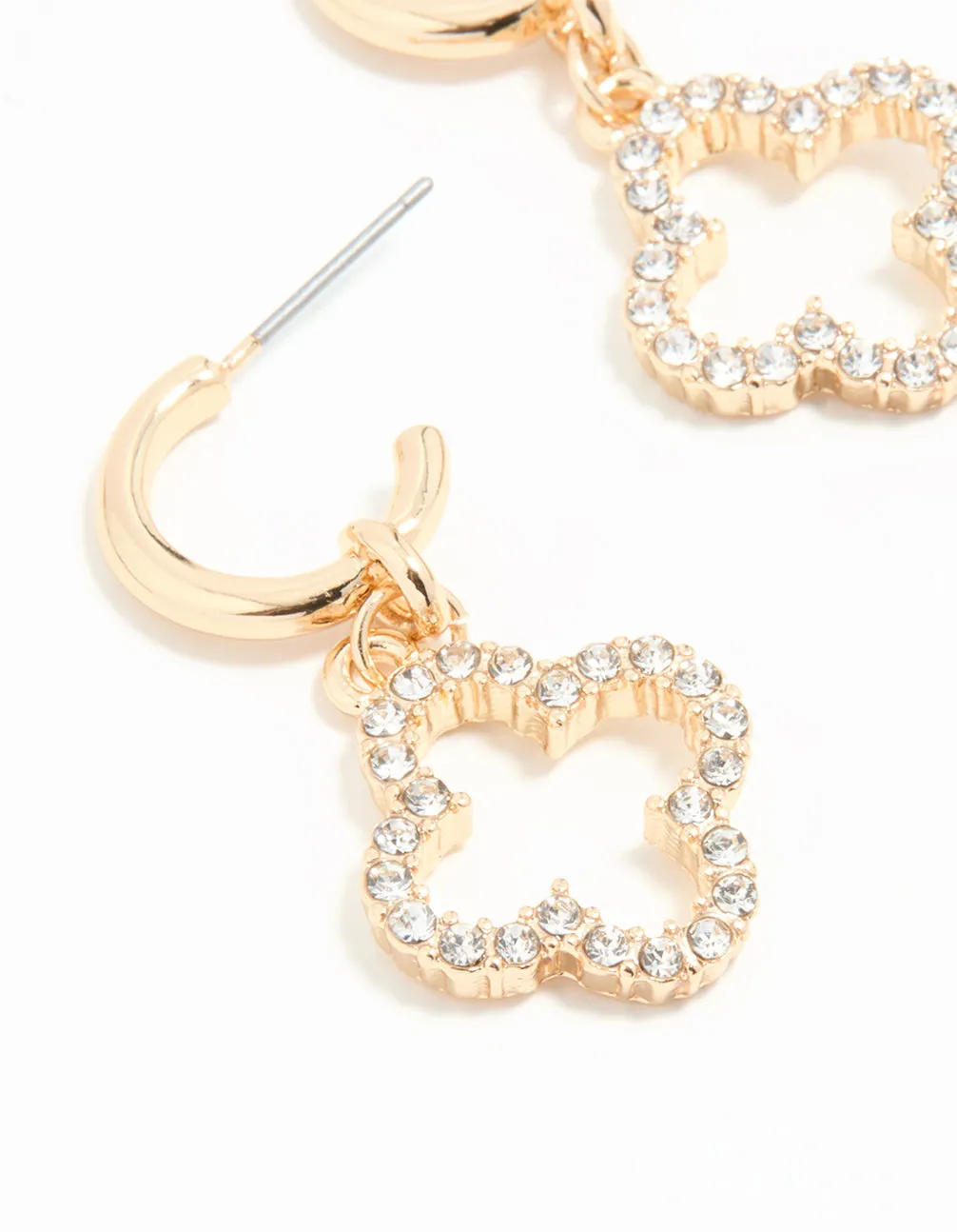 Gold Diamante Flower Huggie Earrings sold by lovisa product image thumbnail 4