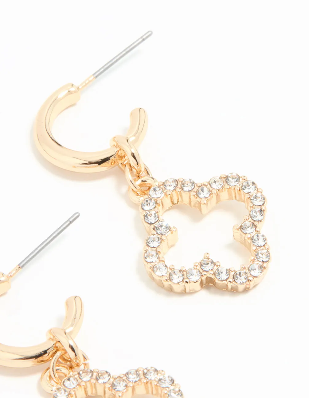 Gold Diamante Flower Huggie Earrings sold by lovisa product image thumbnail 5