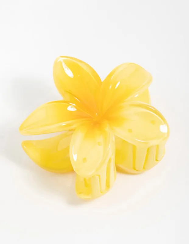 Yellow Frangpani Hair Claw Clip sold by lovisa