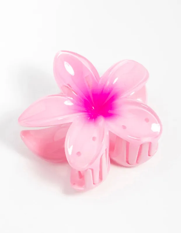 Pink Frangipani Print Hair Claw Clip sold by lovisa