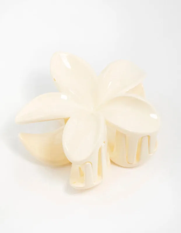Cream Frangipani Hair Claw Clip sold by lovisa