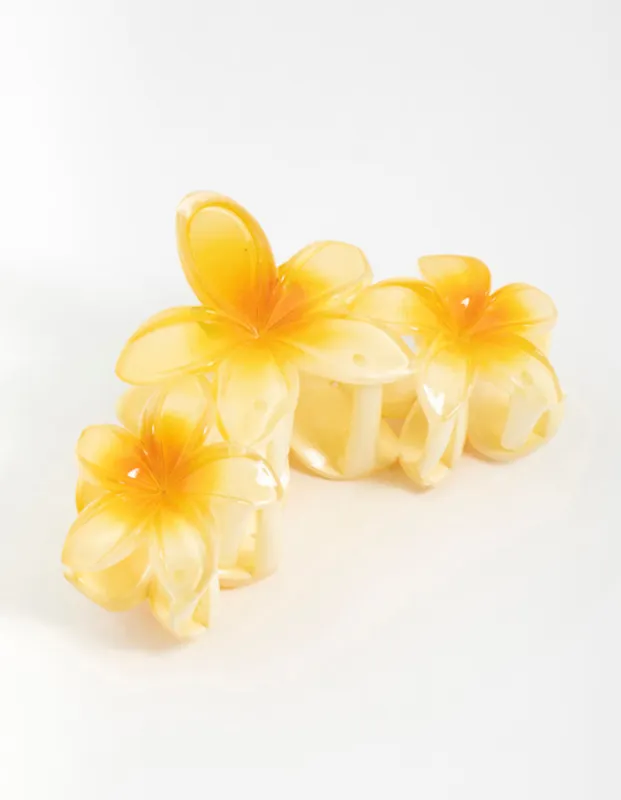 Yellow Frangipani Flowers Hair Claw Clip sold by lovisa