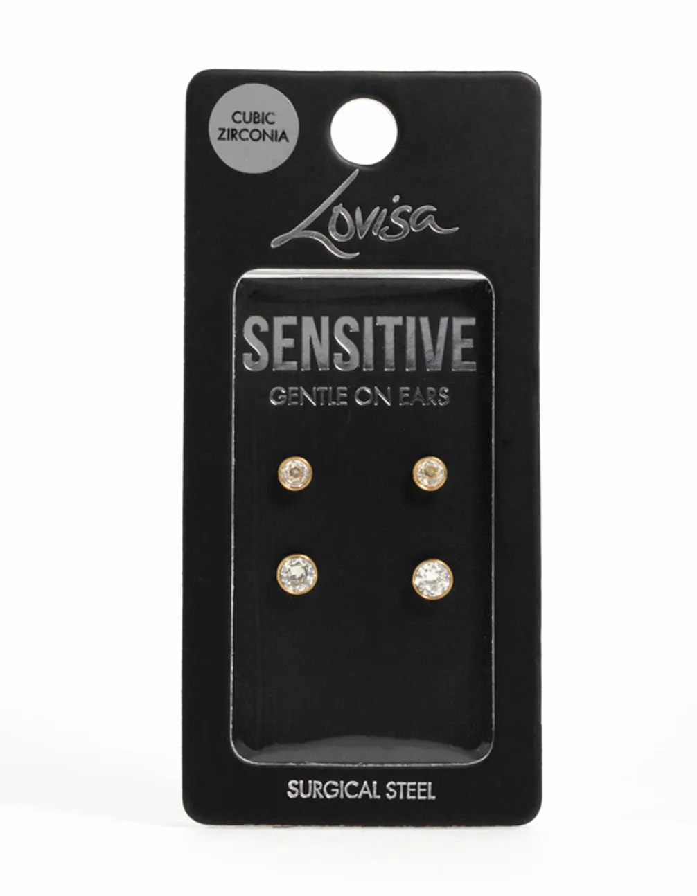 Gold Plated Surgical Steel Cubic Zirconia Bezel Stud Earrings sold by lovisa product image thumbnail 3