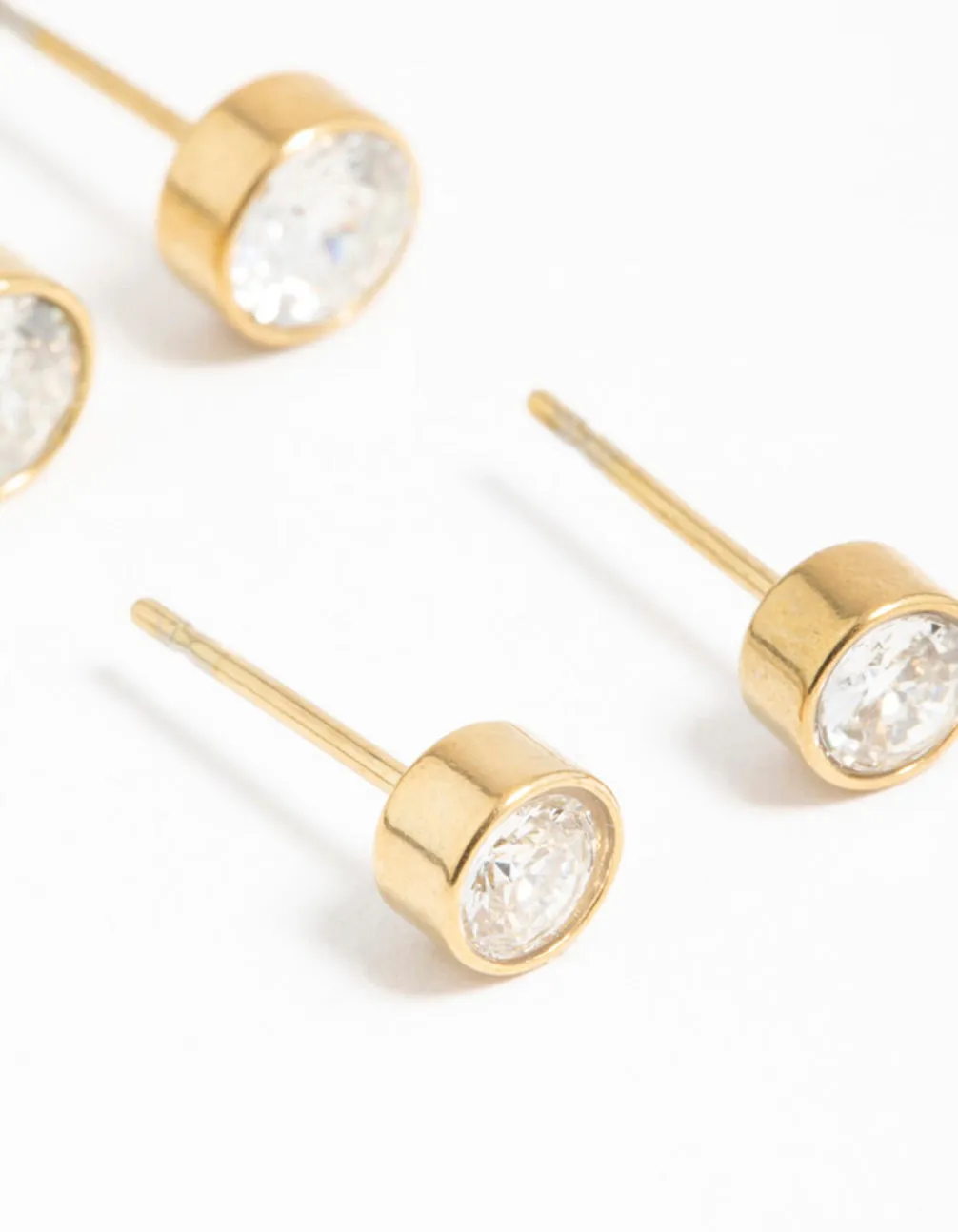 Gold Plated Surgical Steel Cubic Zirconia Bezel Stud Earrings sold by lovisa product image thumbnail 2