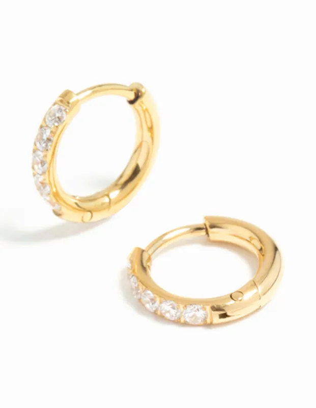 Gold Plated Surgical Steel Cubic Zirconia Hoop Earrings sold by lovisa