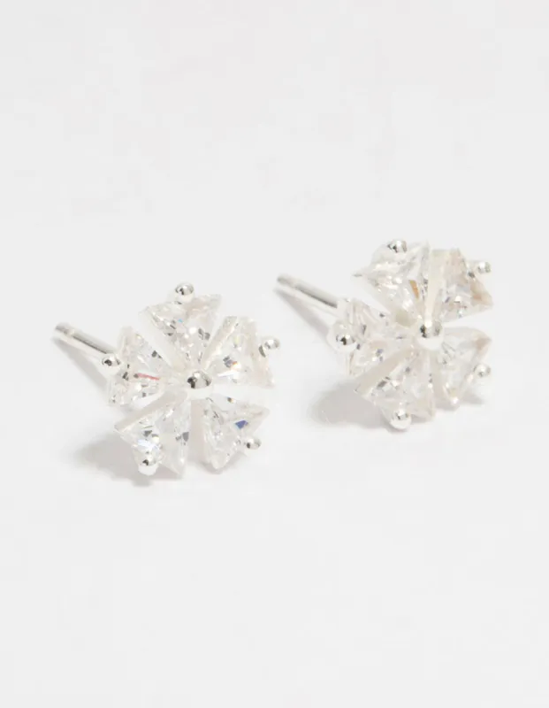 Sterling Silver Cubic Zirconia Petal Stud Earrings sold by lovisa