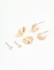 Gold Diamante Stud & Huggie Earrings 3-Pack sold by lovisa