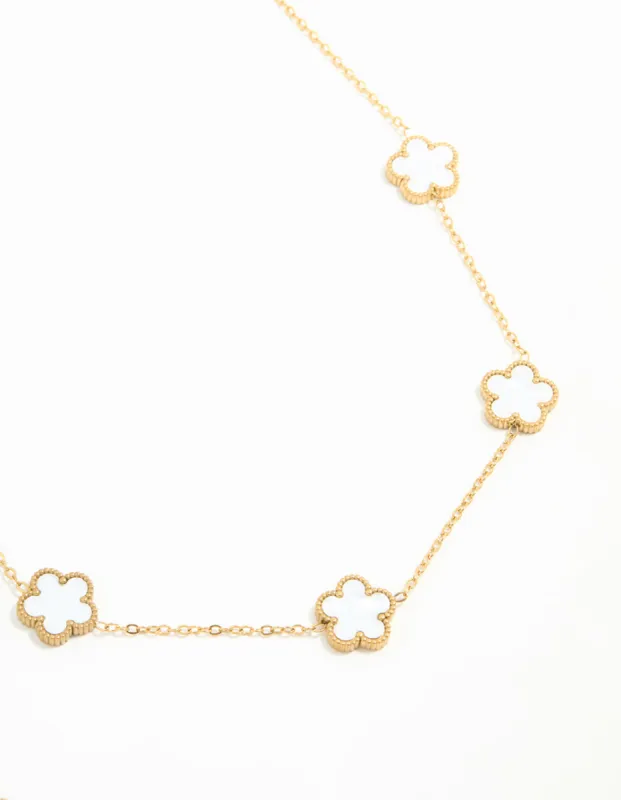 Waterproof Gold Plated Stainless Flower Charm Necklace sold by lovisa
