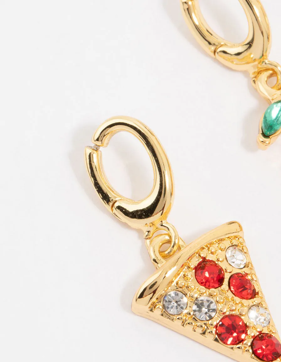 Gold Plated Diamante Cherry & Pizza Charms 3-Pack sold by lovisa product image thumbnail 2