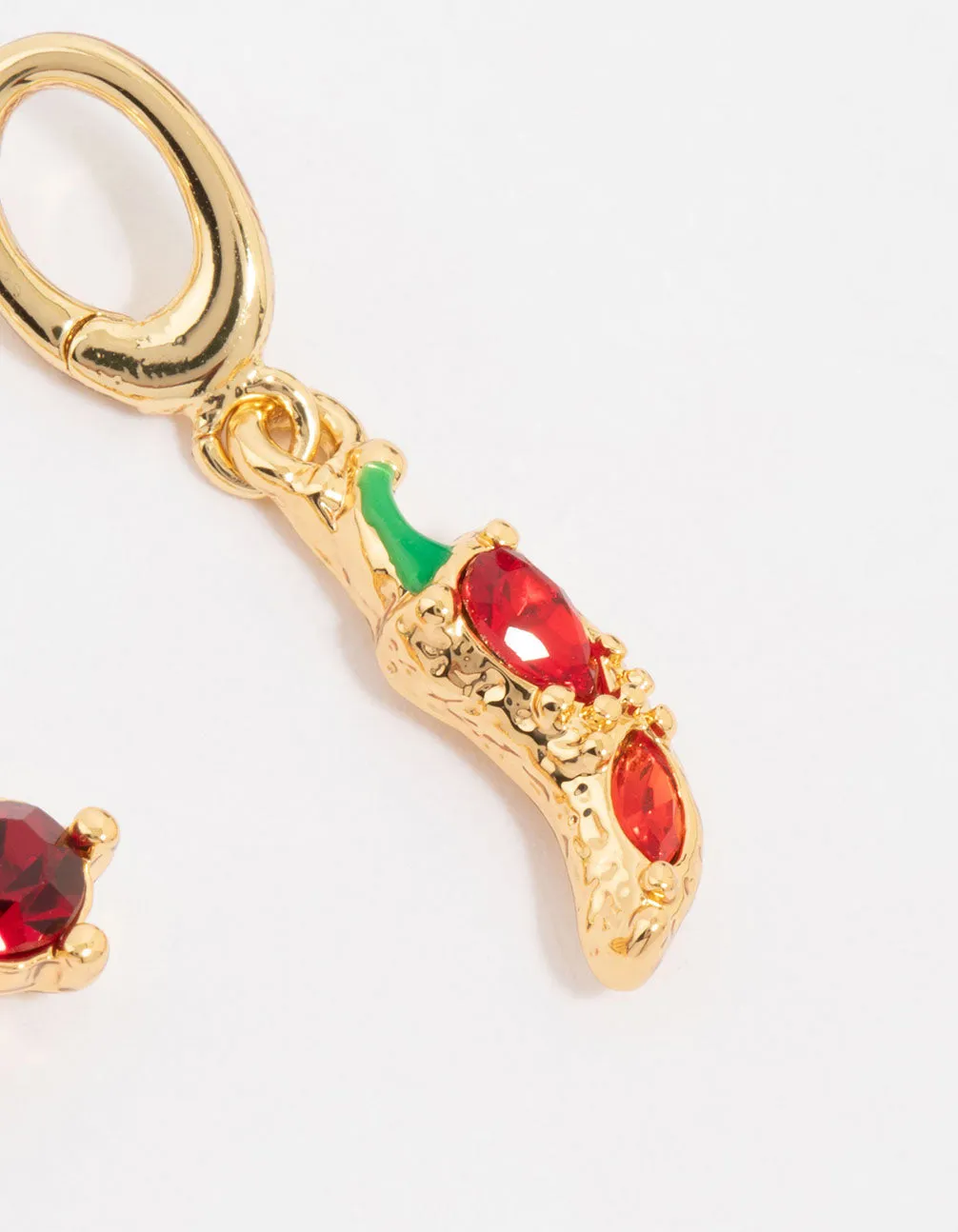 Gold Plated Diamante Cherry & Pizza Charms 3-Pack sold by lovisa product image thumbnail 3