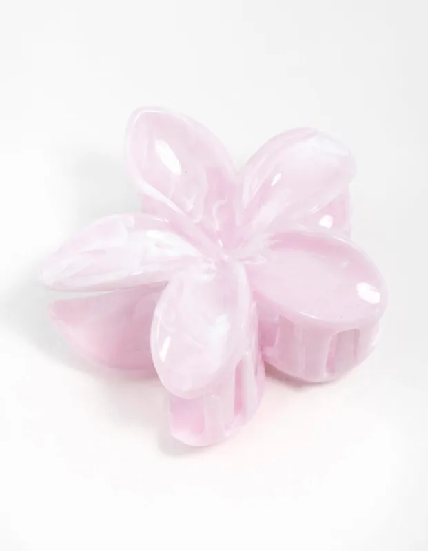 Pink Marble Frangipani Hair Claw Clip sold by lovisa