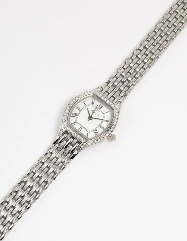 Silver Diamante Roman Numeral Small Watch sold by lovisa