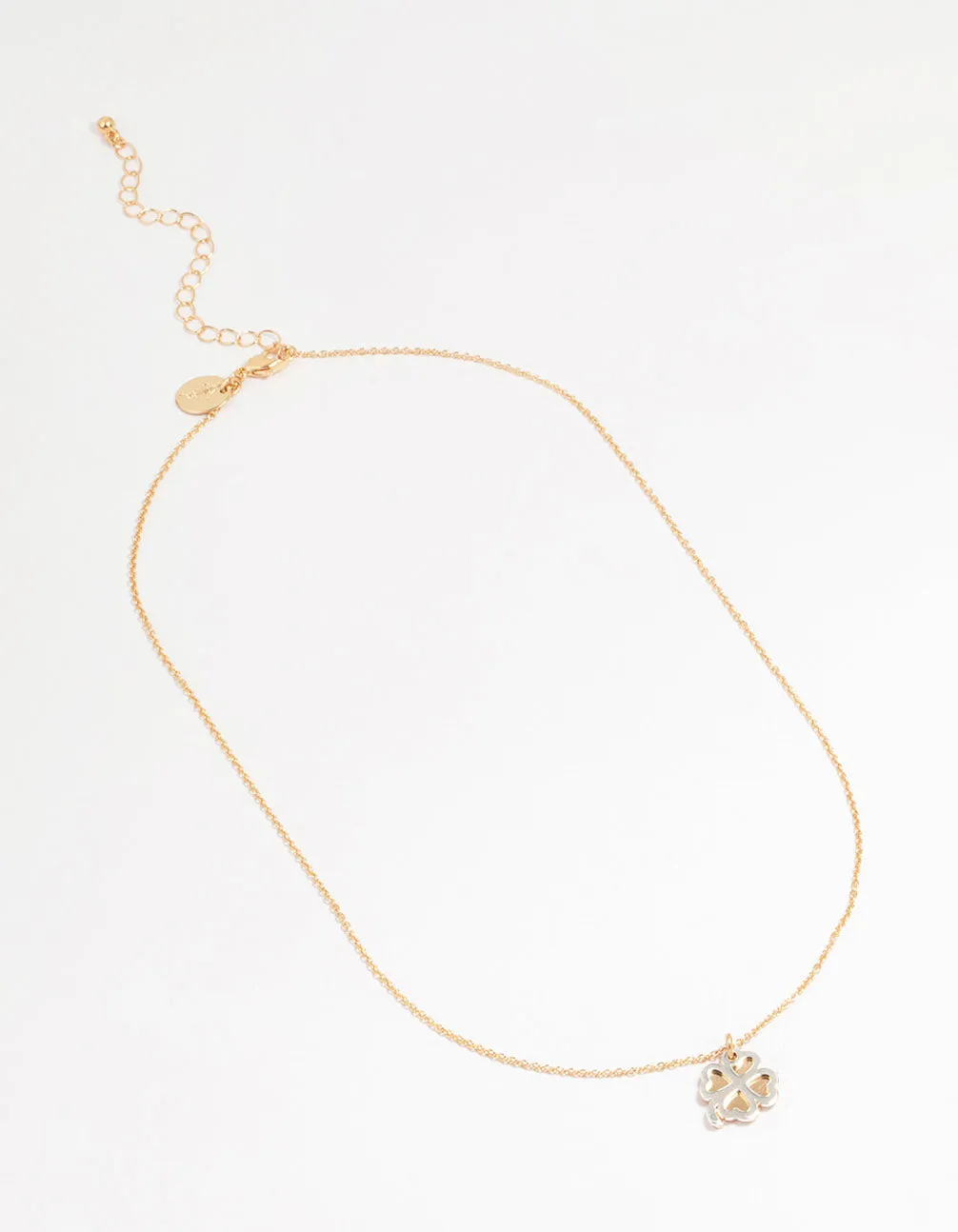 Gold Double Clover Pendant Necklace sold by lovisa product image thumbnail 2