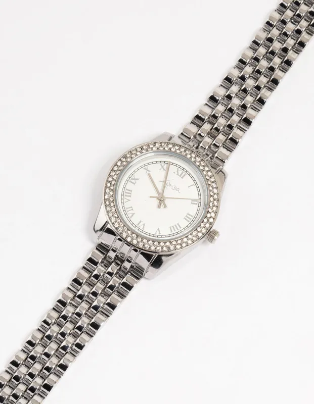 Silver Diamante Medium Watch sold by lovisa