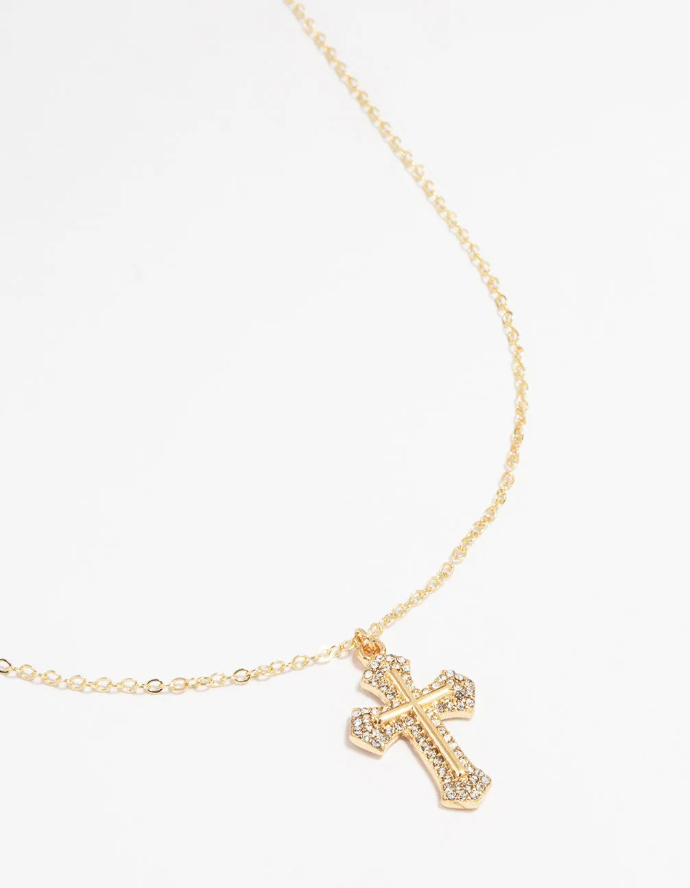Gold Gothic Cross Pendant Necklace sold by lovisa