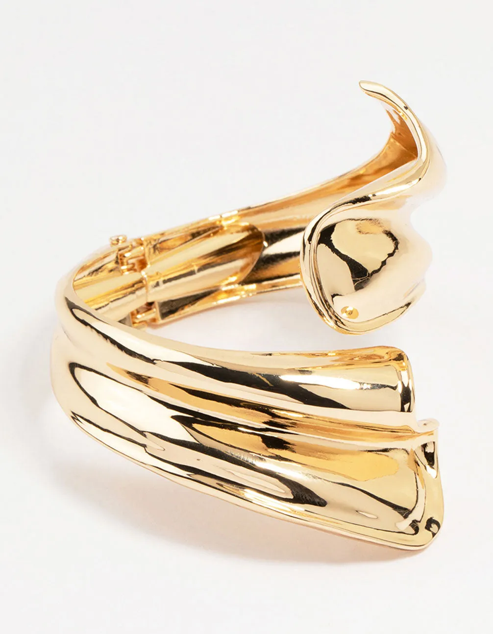 Gold Ribbed Wave Wrap Wrist Cuff sold by lovisa