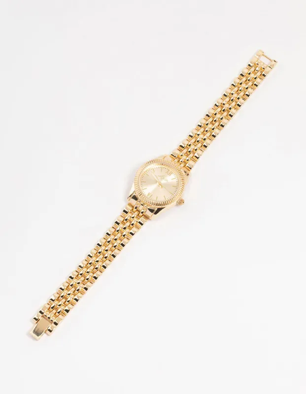 Gold Small Round Watch sold by lovisa
