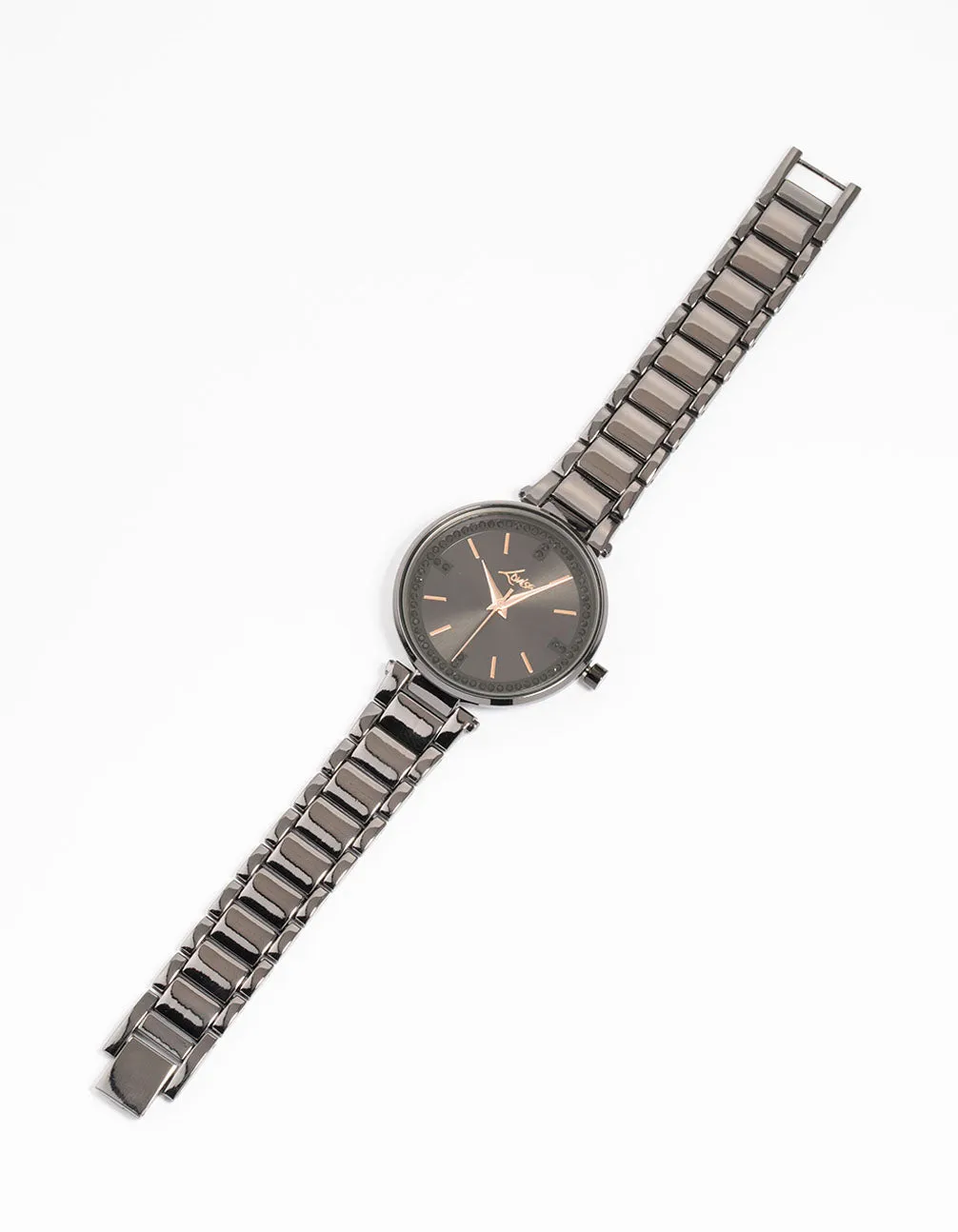Black Coated Metal Diamante Round Watch sold by lovisa product image thumbnail 2