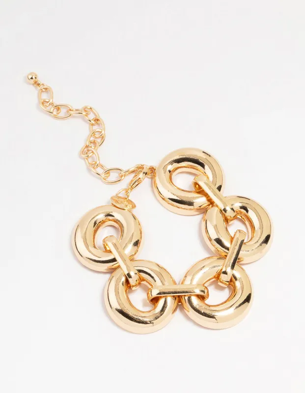 Gold Bold Round Chunky Bracelet sold by lovisa