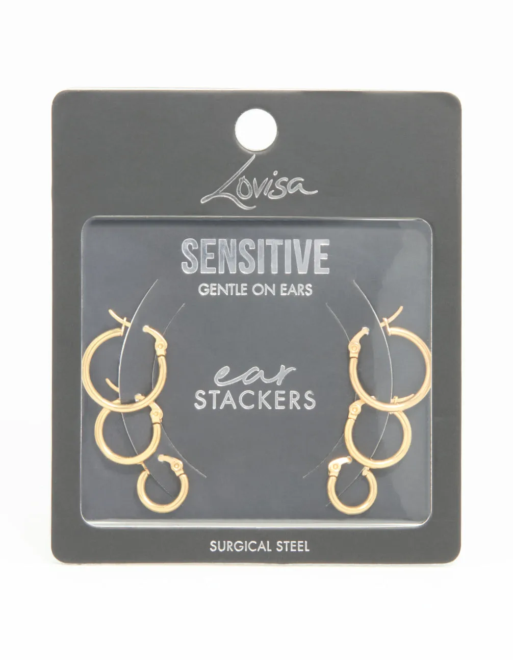 Gold Plated Surgical Steel Clasp Hoop Earrings 2-Pack sold by lovisa product image thumbnail 3