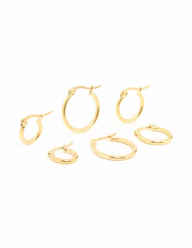 Gold Plated Surgical Steel Clasp Hoop Earrings 2-Pack sold by lovisa