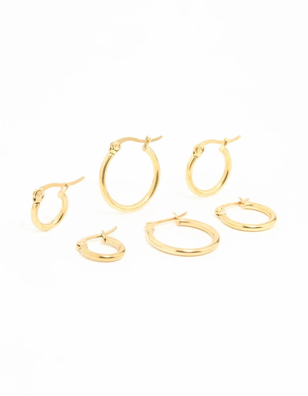 Gold Plated Surgical Steel Clasp Hoop Earrings 2-Pack sold by lovisa