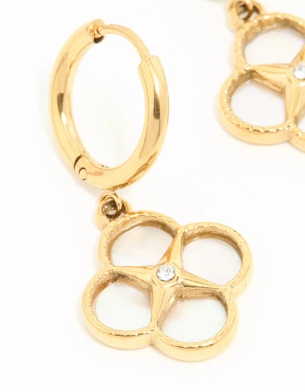 Waterproof Gold Plated Stainless Steel Flower Hoop Earrings sold by lovisa product image thumbnail 4