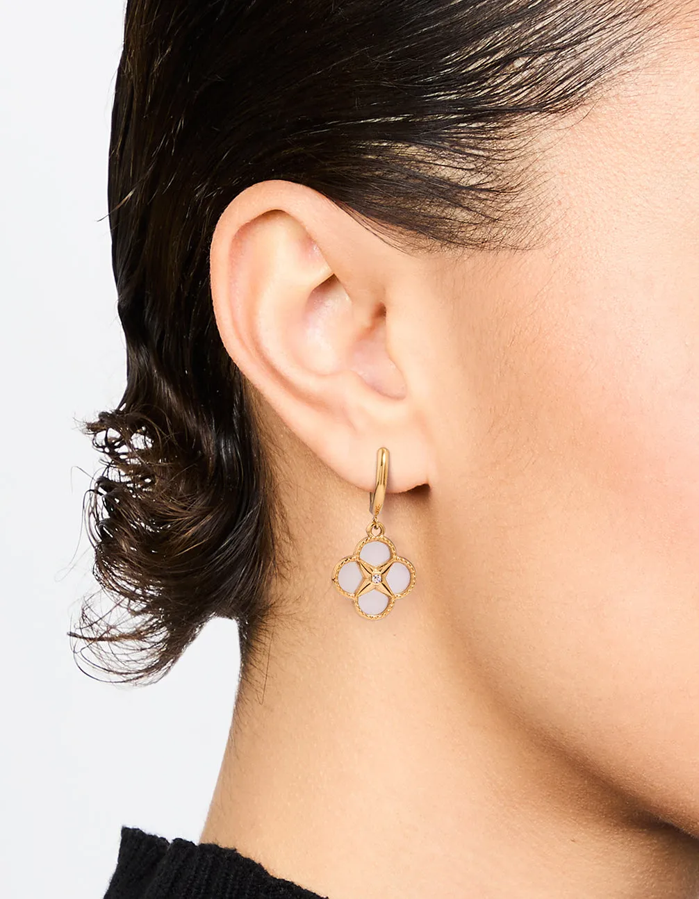 Waterproof Gold Plated Stainless Steel Flower Hoop Earrings sold by lovisa product image thumbnail 2