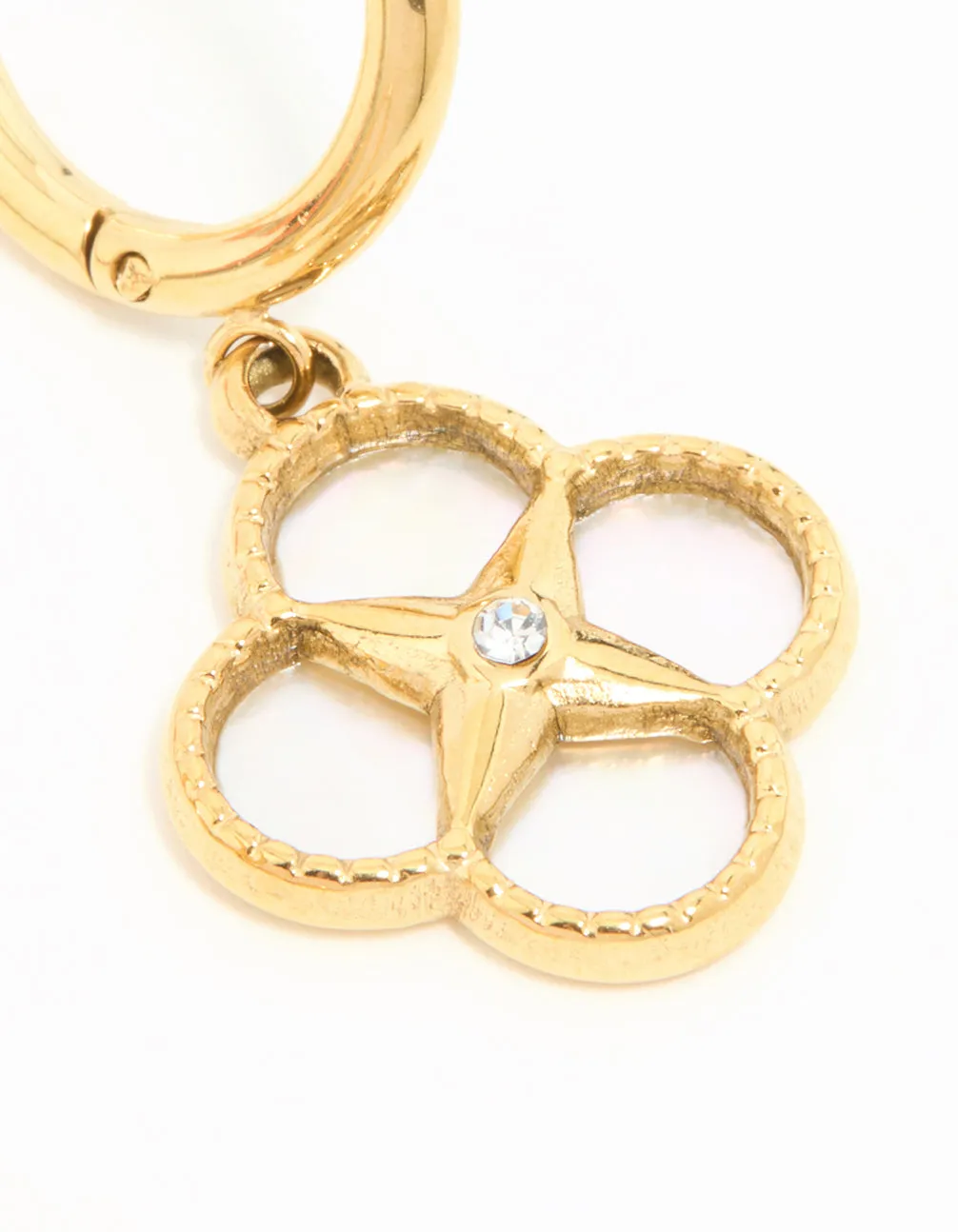 Waterproof Gold Plated Stainless Steel Flower Hoop Earrings sold by lovisa product image thumbnail 5