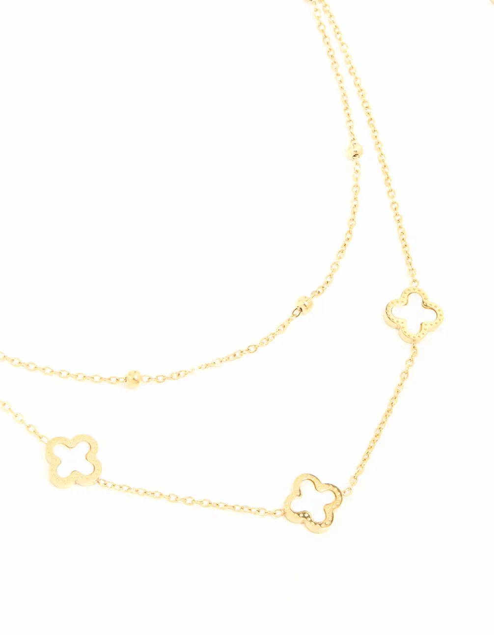 Waterproof Gold Plated Stainless Steel Flower Layered Necklace sold by lovisa